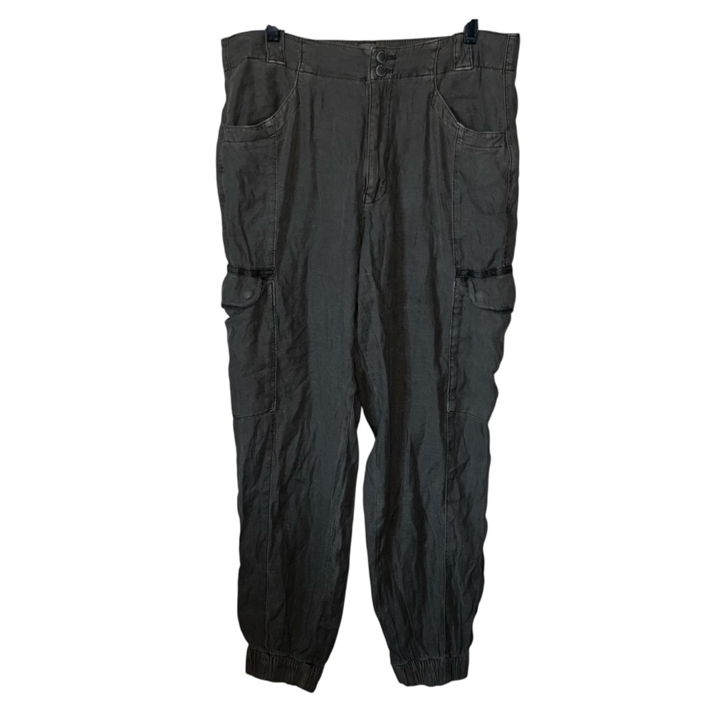 American Eagle Linen Viscose Cargo Joggers Green Baggy Size 12